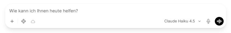 Die Eingabezeile mit Textfeld, Schaltflächen für Uploads und Werkzeuge sowie der Modellauswahl